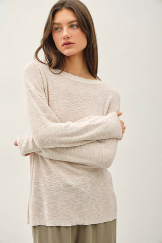 Lightweight Slub Sweater Beige