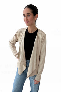 Suede Collar Moto Jacket Taupe