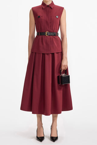 Twill Belted Midi Dress
