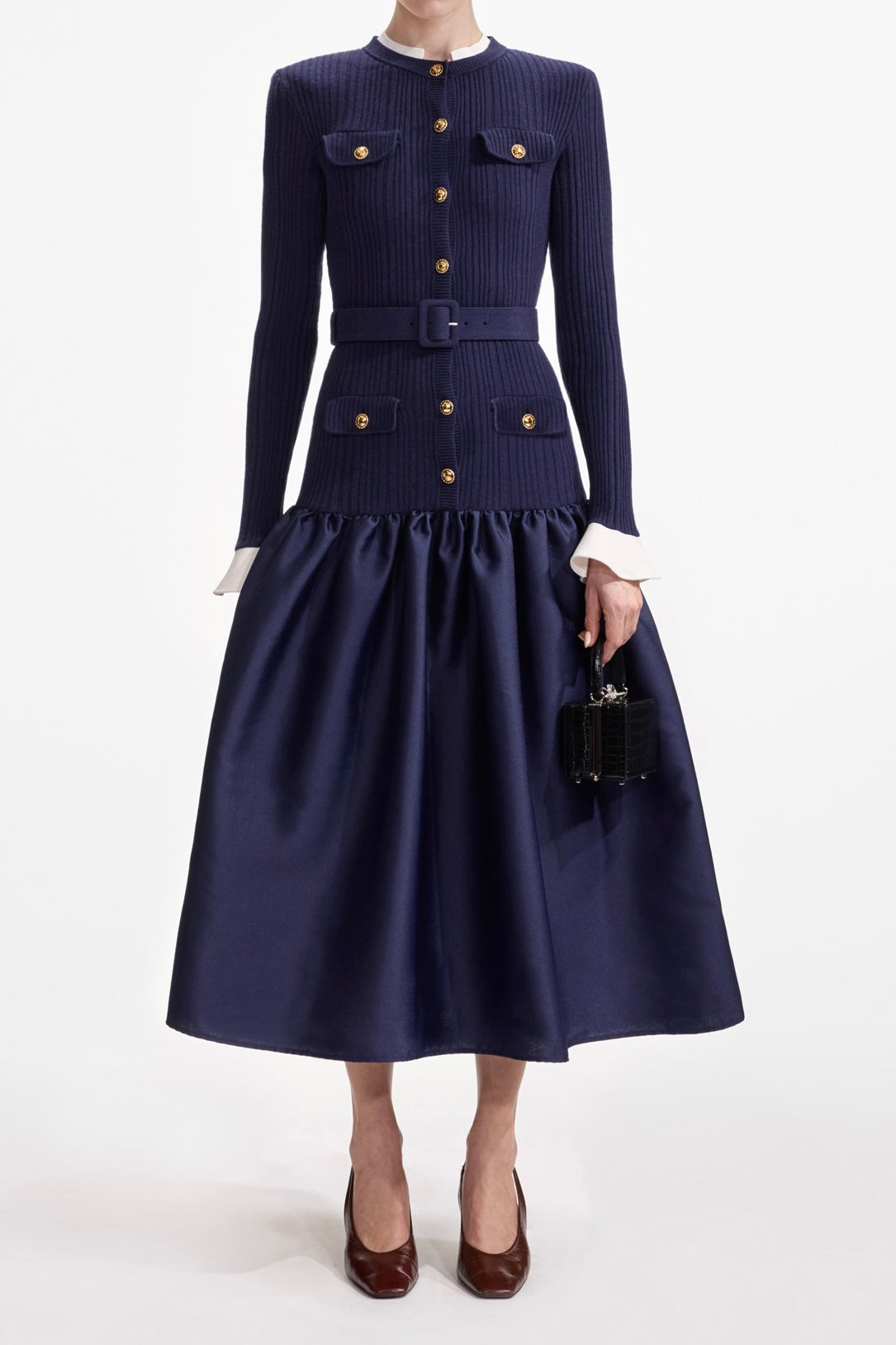 Knit taffeta Midi Dress