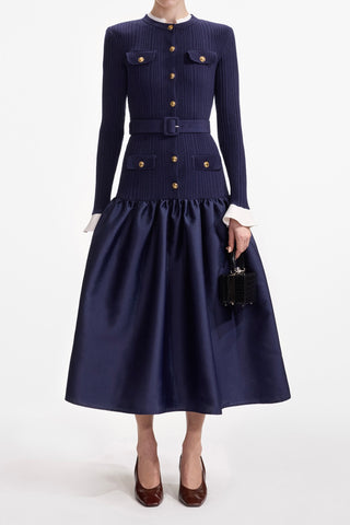 Knit taffeta Midi Dress