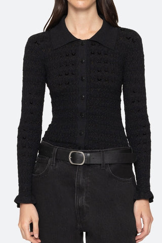 RUBY Knit L/S Polo Black