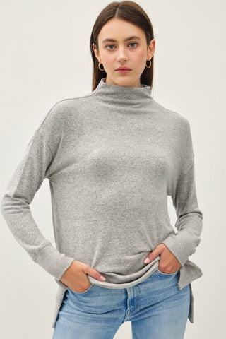Flowy Mock Neck Tunic Charcoal