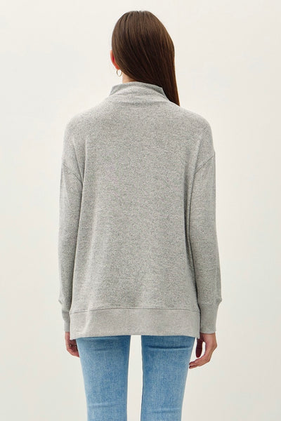 Flowy Mock Neck Tunic Charcoal