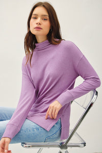 Flowy Mock Neck Tunic Grape
