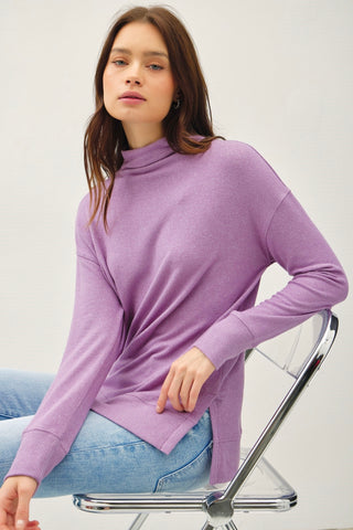 Flowy Mock Neck Tunic Grape