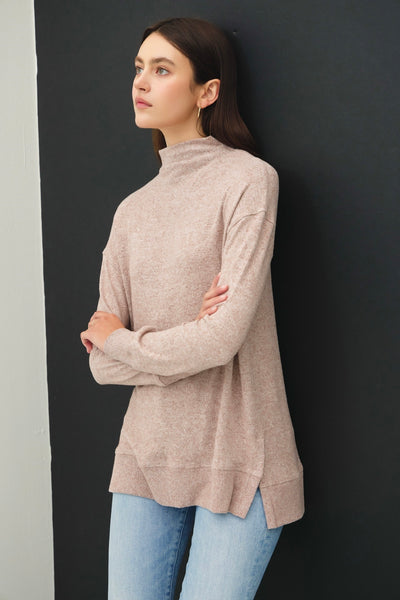 Flowy Mock Neck Tunic Mocha
