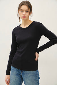 Ribbed L/S Top Black