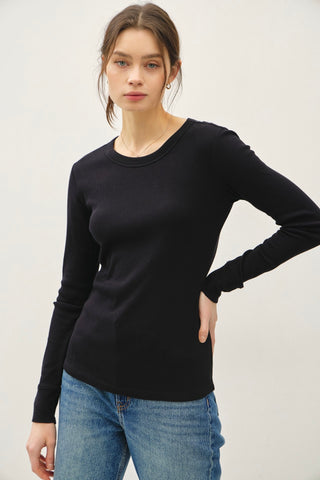 Ribbed L/S Top Black