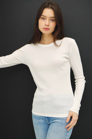 Ribbed L/S Top Off White