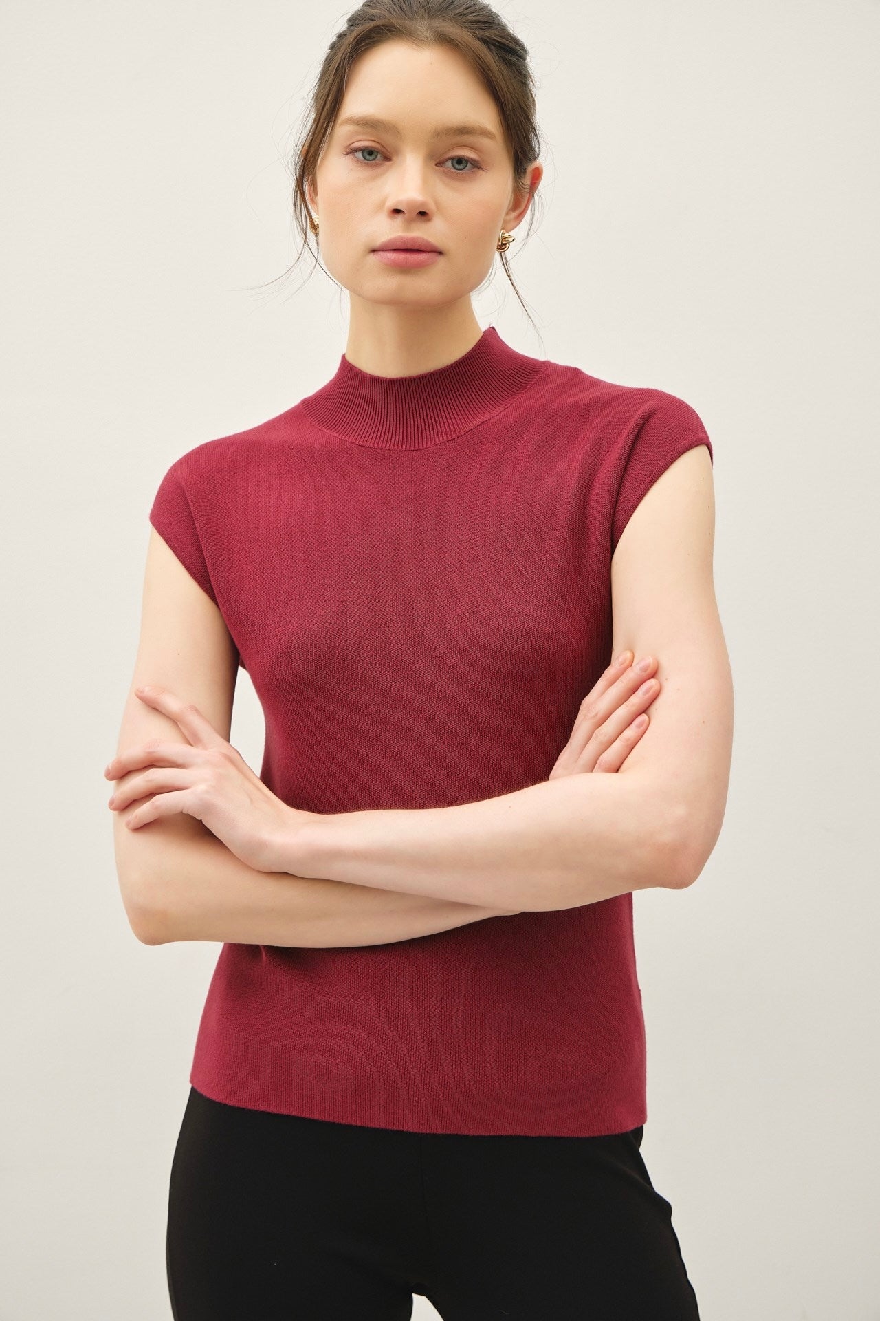 Mockneck Sweater Top Wine