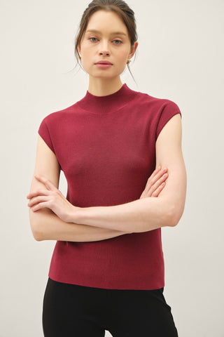 Mockneck Sweater Top Wine