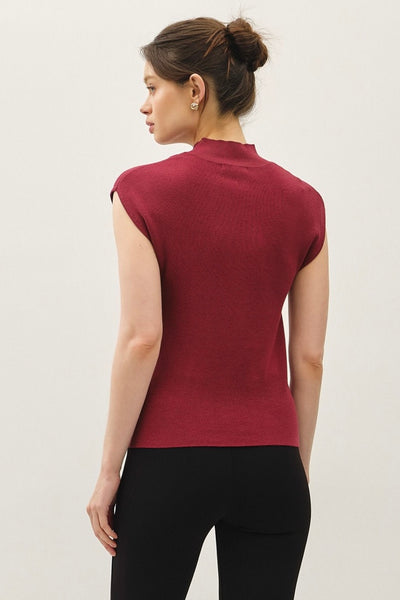 Mockneck Sweater Top Wine