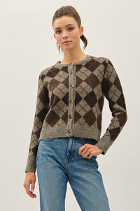 Argyle Button Up Cardigan