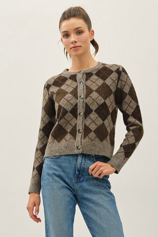 Argyle Button Up Cardigan