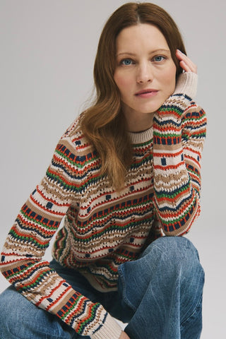 Pointelle Multi Stripe Sweater