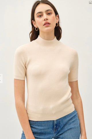 Mock Neck S/S Sweater (Vanilla)