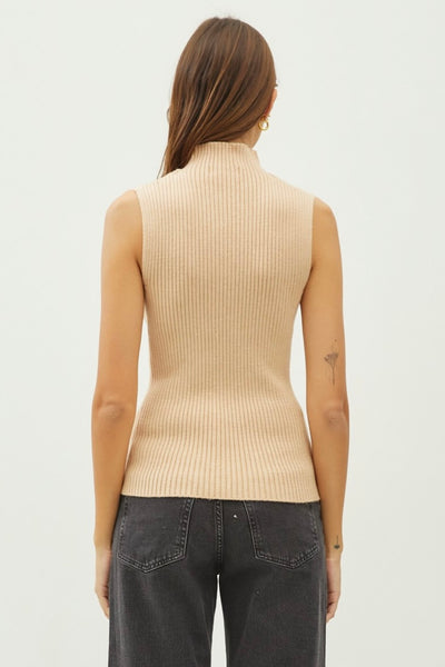 Sleeveless Ribbed Sweater (Oatmeal)