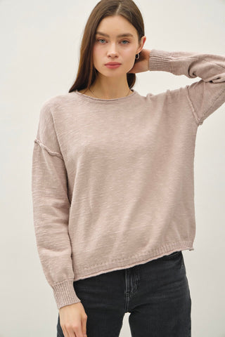 Drop Shoulder Sweater (Dark Blush)