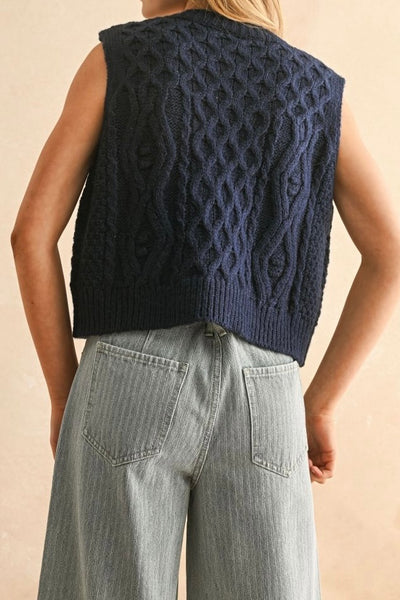 Tie Front Cable Knit Vest