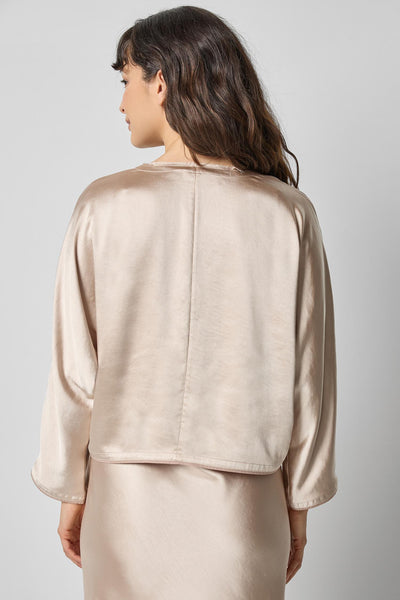 Satin V-Neck Dolman Blouse