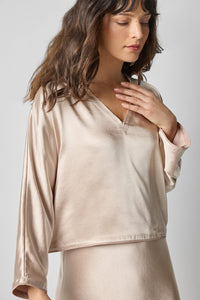 Satin V-Neck Dolman Blouse