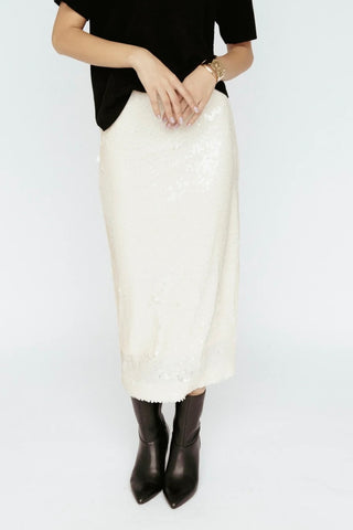 Sequin Skirt Ivory