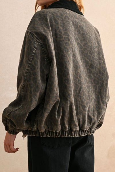 Leopard Printed Bomber Jacket