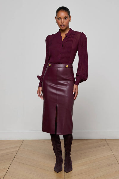 ARLETTE Whipstitch Midi Skirt