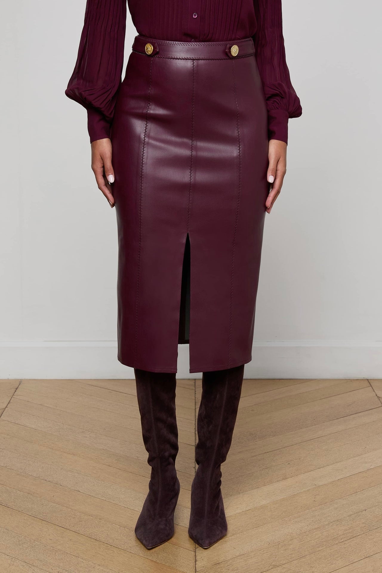 ARLETTE Whipstitch Midi Skirt