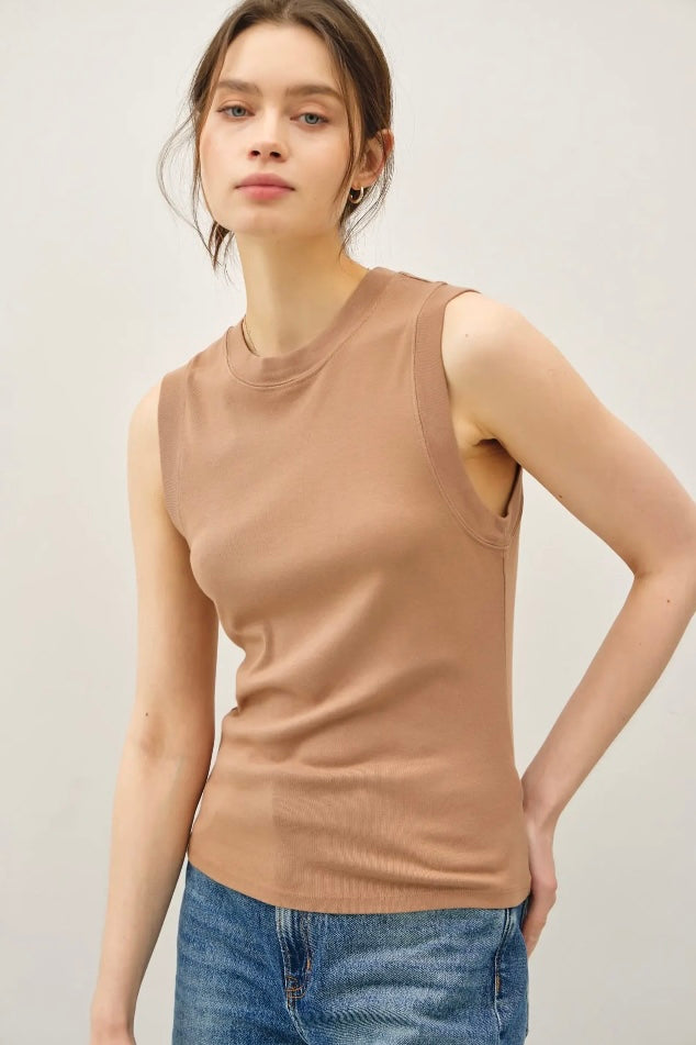 Cotton Blend Tank Top (Taupe)