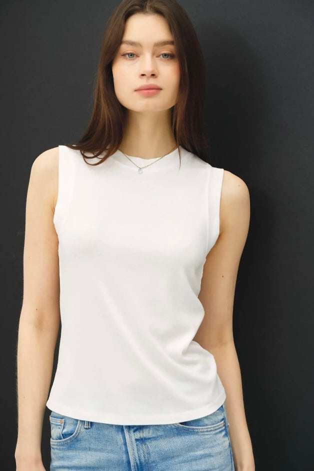 Cotton Blend Tank Top (White)