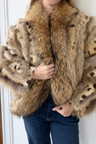 Cheetah Printed Mink & Racoon Jacket