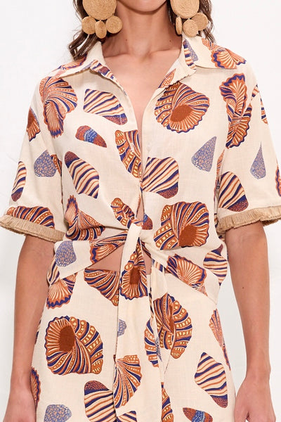 EVA Linen Fringe Tie Top