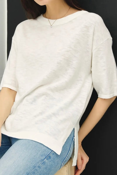 Slub Cotton Short Sleeve Top