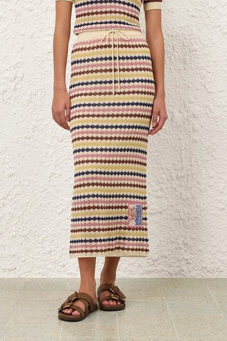 Awaken Scallop Knit Midi Skirt
