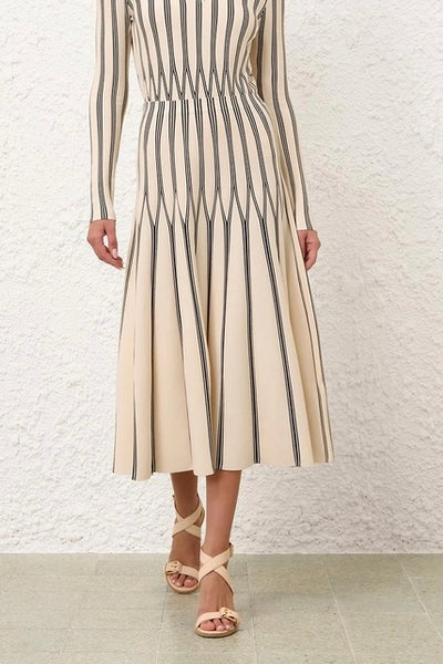 Rebellion Striped Midi Skirt