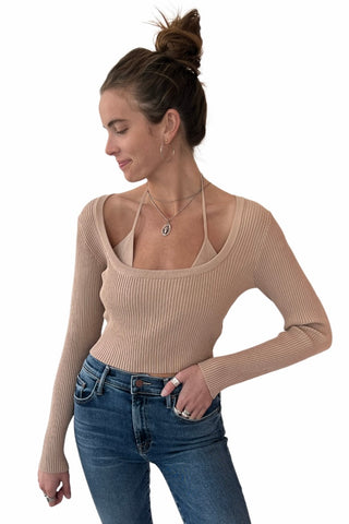 Sweater with Bra Top (Latte)