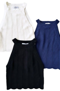 High Neck Sleeveless Knit Top